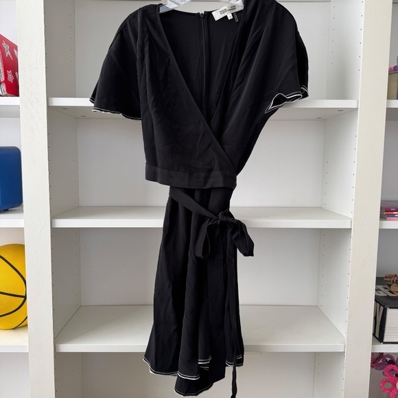 Diane von Furstenberg Black Adelyn Silk Wrap Romper - Picture 3 of 6